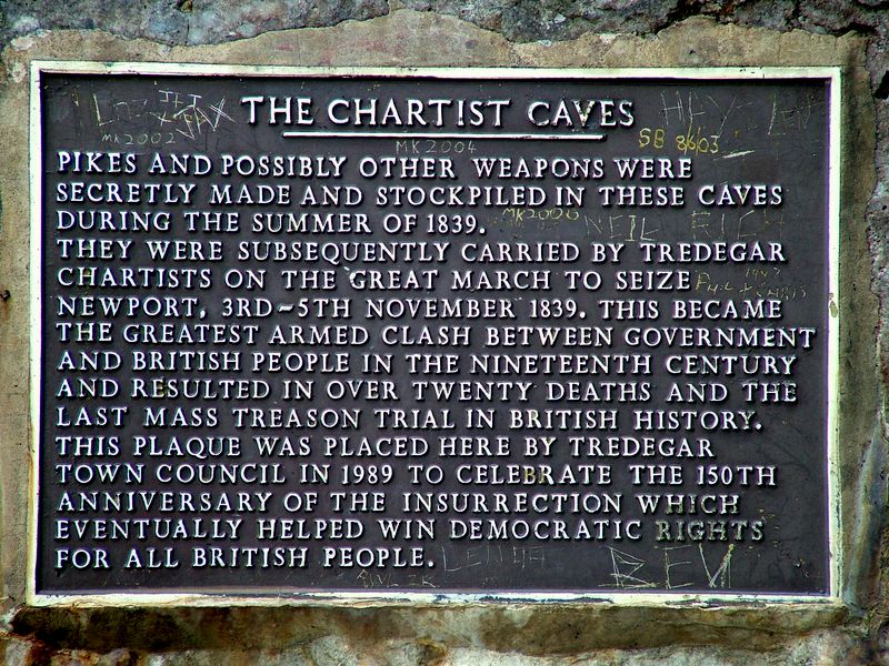 Plaque on Chartist Cave, Mynydd Llangynidr